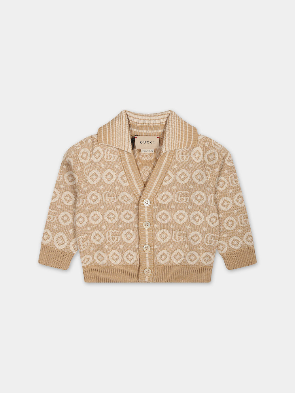 Beige cardigan for boy with double G